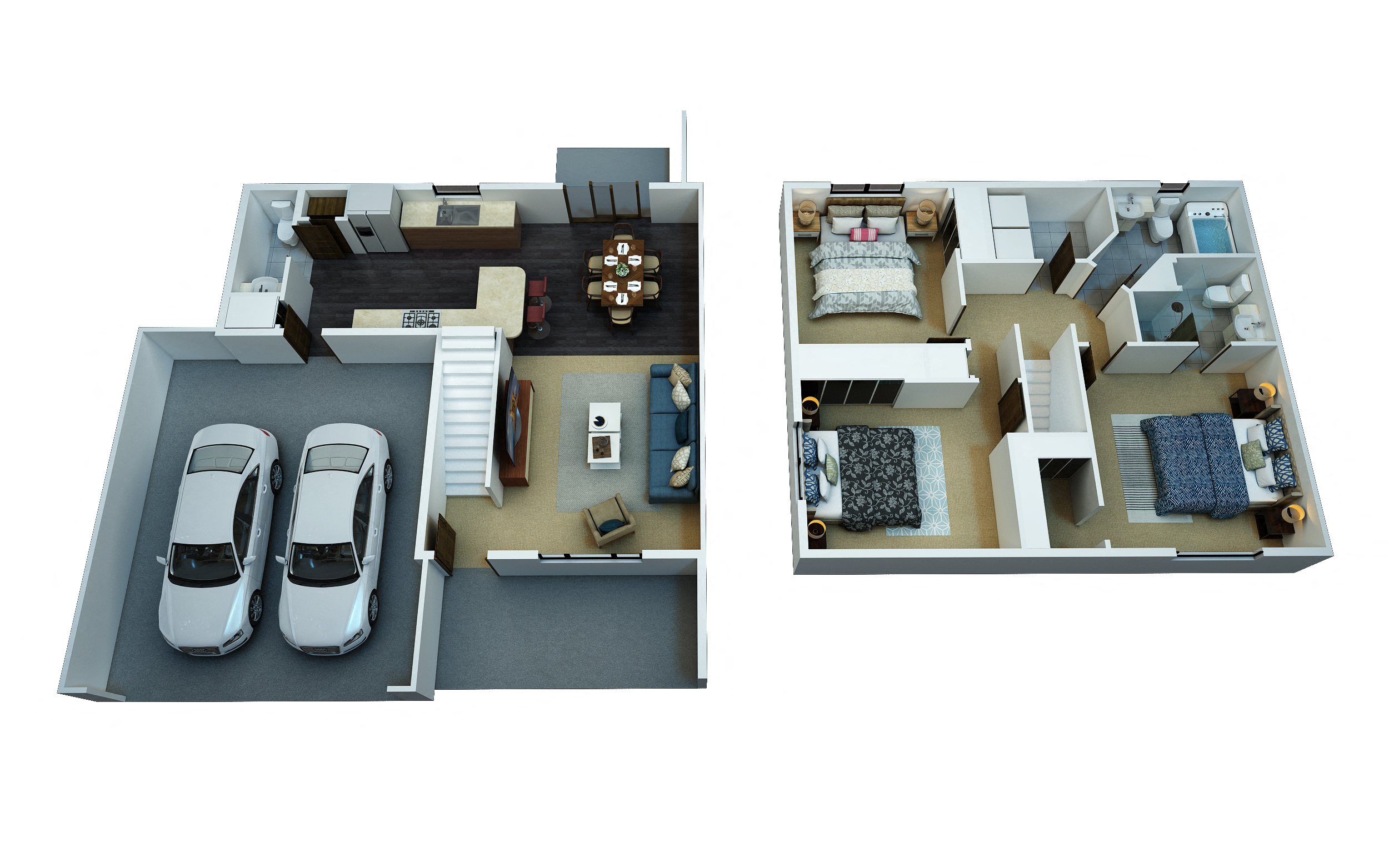 Floor plan for 3 beds, 2 baths, 1280 sqft